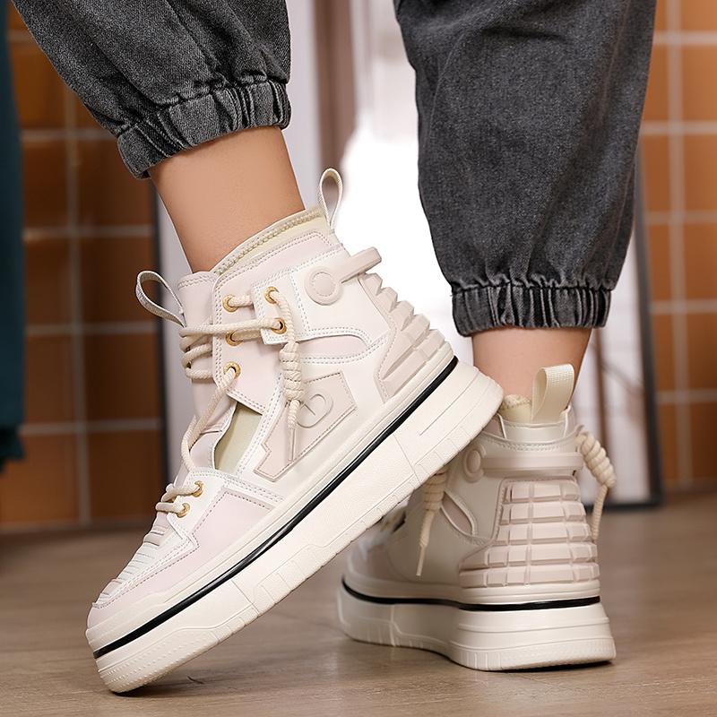 New Arrivals Harajuku Blue Men Designer Shoes Soft Leather Men's Fashion Brand Sneakers Non-slip High Top Platform Shoes For Man