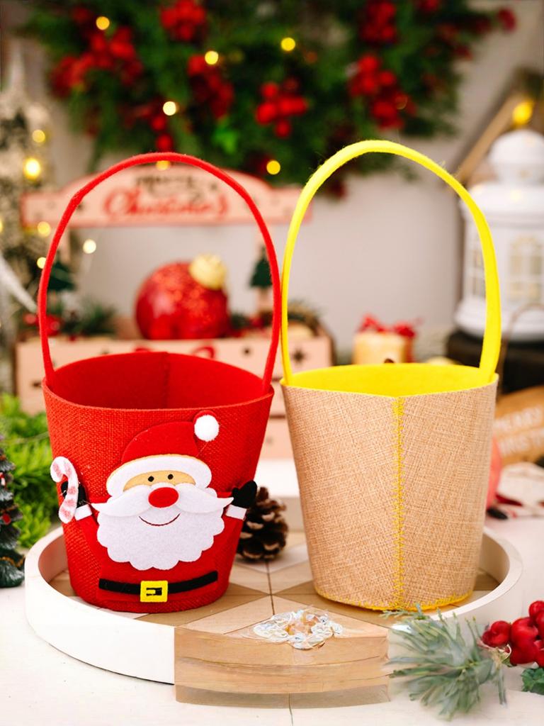 1PC Christmas Decorations Creative Cartoon Candy Bags Kids Gift Bags Festive Atmosphere Decoration Bucket