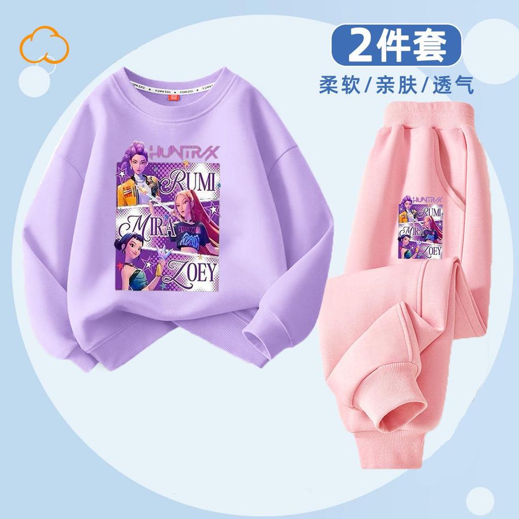 Modă pentru copii Vânătoare de vrăjitoare K-POP Hanorac cu gât rotund Set casual din 2 piese de primăvară și toamnă pentru băieți și fete