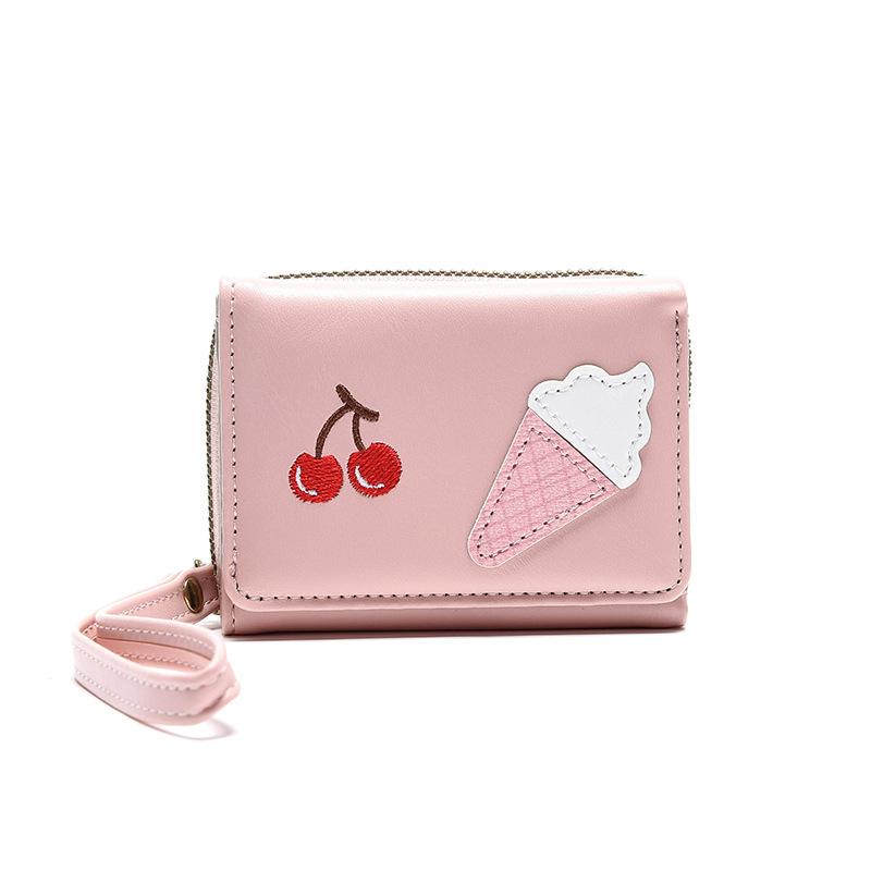 Wallet Women's Short New Ice Cream Cherry Simple Large Capacity Change Bag WaIIet