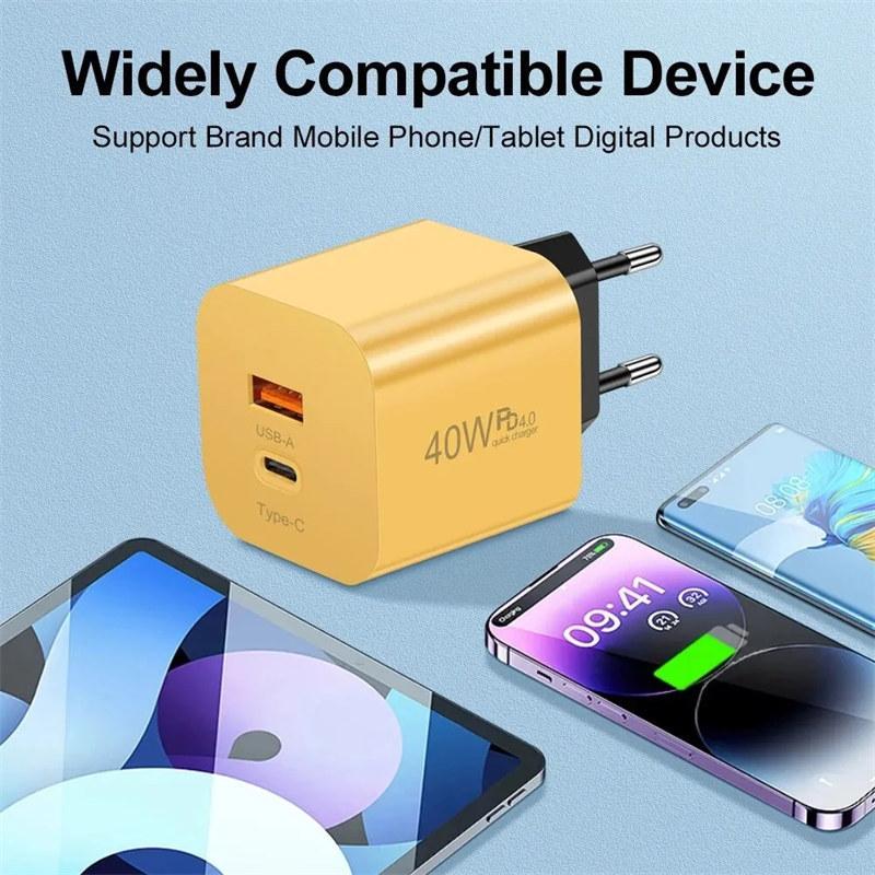 Încărcător USB 40W QC3.0 Încărcare rapidă Tip C Adaptor încărcător pentru telefon mobil pentru iPhone Xiaomi Samsung Huawei Macbook