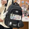 Color Solid Simple Letter Embroidery Student Backpack With Pendant And Badge