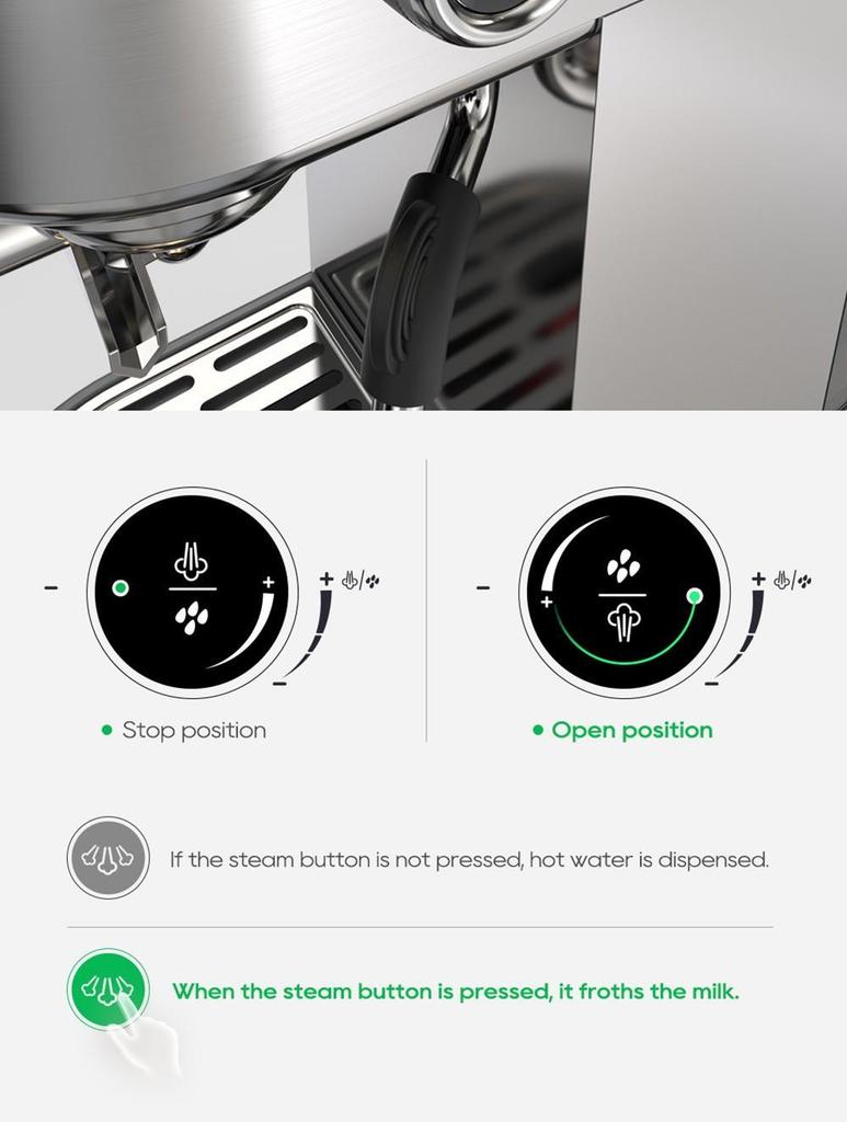 HiBREW 20Bar Semi Automatic Espresso Coffee Machine Temperature Adjustable Cold/Hot Super Slim Coffee Maker Cappuccino H10B