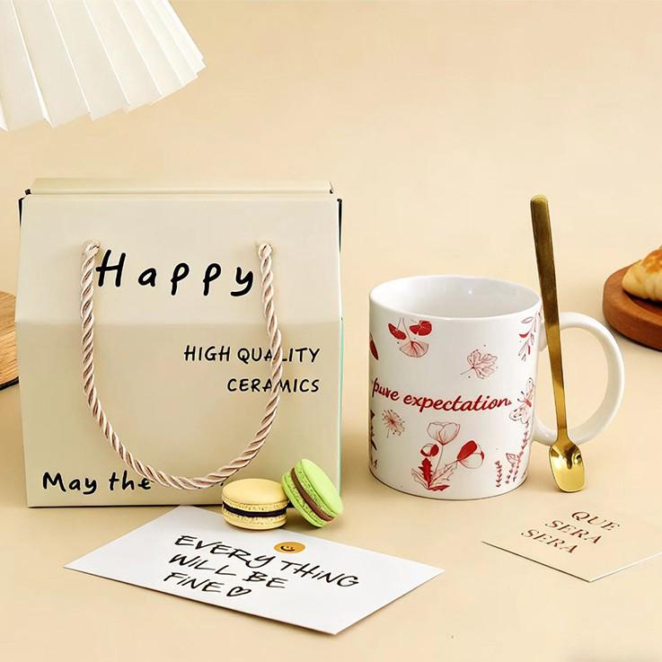 Nai FUFU Ceramic Mug and Spoon Set: High-Value Gift Box with Customizable Print. 301-400ml