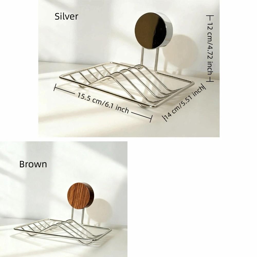 Stainless Steel Suction Cup Soap Holder Removable Rustproof Bathroom Storage Rack Drainage No Drill Soap Rack Household