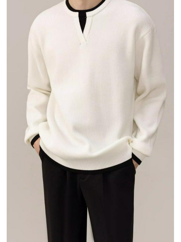 

2026 Trendy Casual V-Neck Layered Knit Sweater – Versatile & Warm for Winter. Large білий