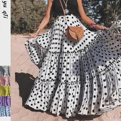 Women's 2025 Polka Dot Summer Casual Long Skirt - Fashionable and Sexy European & American Style