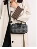 Gothic Style Textured Black Shoulder & Crossbody Bag with Rivets for Women