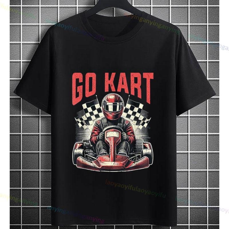 Go Kart Racing Karting Driver Enthusiast Carting Retro Graphic Tshirt Fashion Casual Wear Shortsleev Oneck 100 Cotton Tshirt