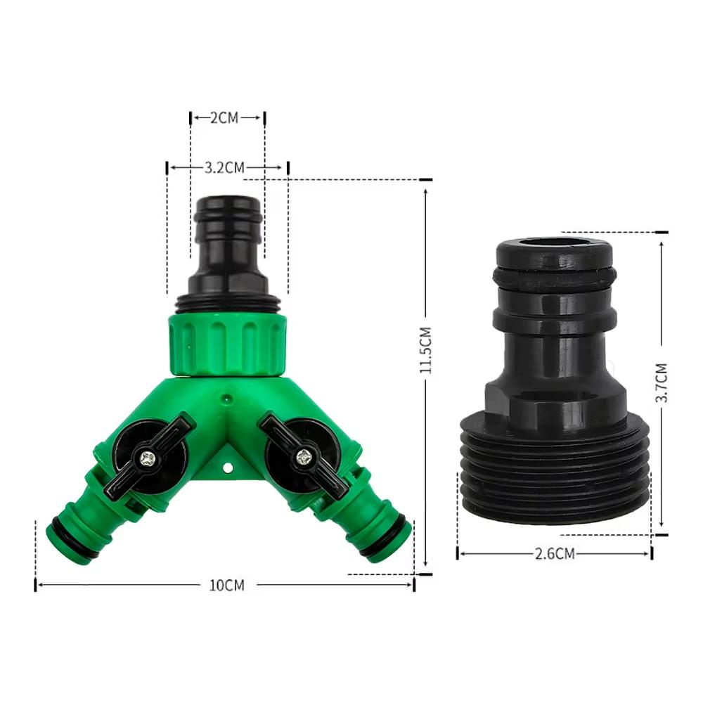 2 Way Y Shape Hose Splitter, Garden Water Pipe Connector with Switch Valve for Outdoor Watering Car Washing