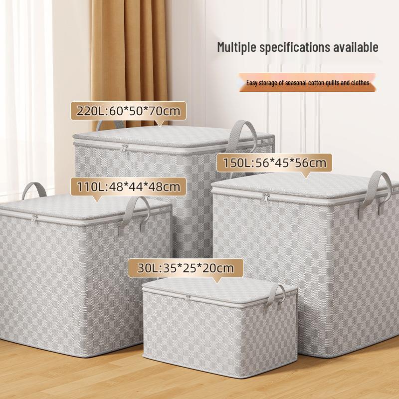 Checkered Quilt & Coat Storage Bag - Large Capacity, Durable & Ideal for Moving and Organization.