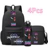 4Pcs/set Anime Demon Hunters Printed Backpack Bookbag Shoulder Bag Case Bag with 750Ml Water Bottler for Boy Girl Large Capacity Schoolbag