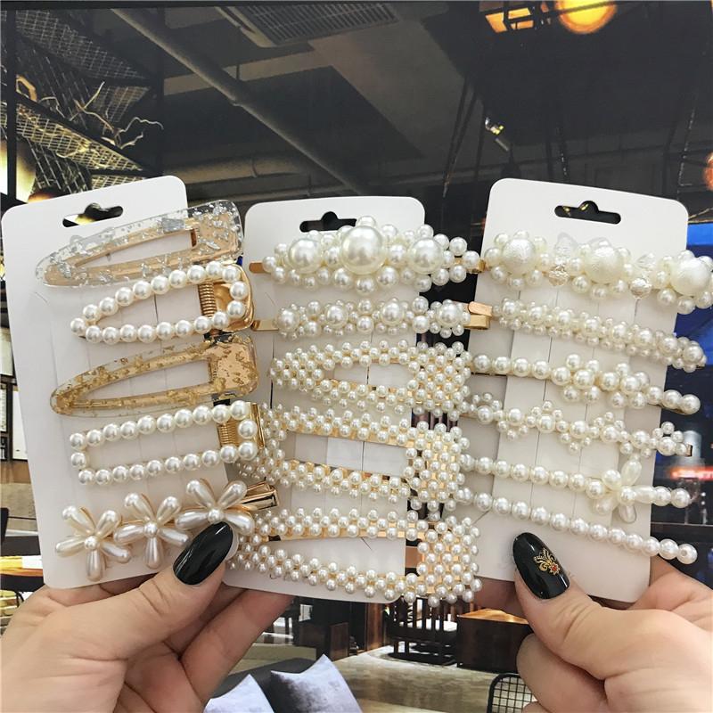 5pcs Sweets Hairpins Pearls Hair Clips for Women Fashion Barrettes Headwear Girls Hair Accessorie Bands
