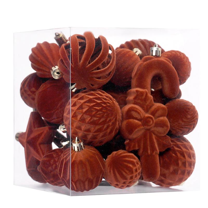 28pcs/set European-style Ins Plush Irregular-shaped Christmas Ball Set Christmas Tree Pendant Simplicity Creates An Atmosphere