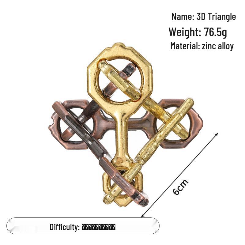 Zinc Alloy Kongming Puzzle Lock: Disentanglement Ring Educational Toy