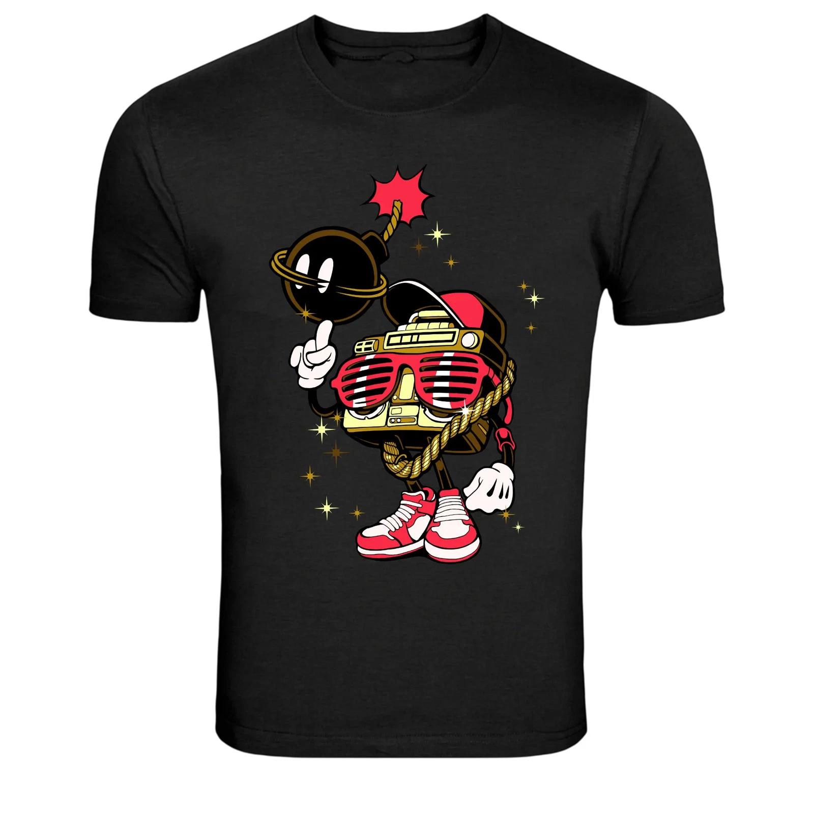 Hip Hop Bomb Character Graphic T-Shirt Street Style Tee XXL