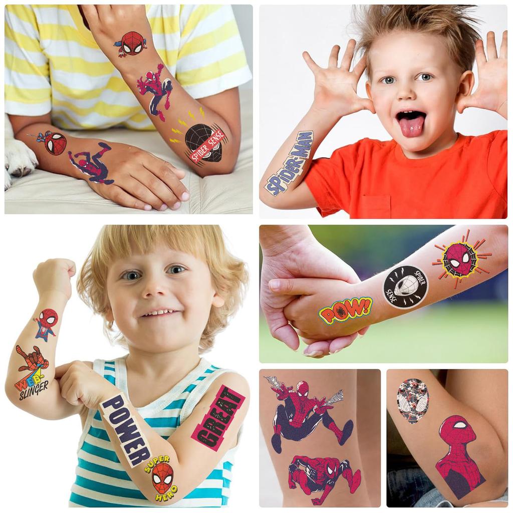 Spider-Man Temporary Tattoos Waterproof Long-Lasting Party Favors Funny Face Stickers for Kids Adults Official Licensed Merchandise