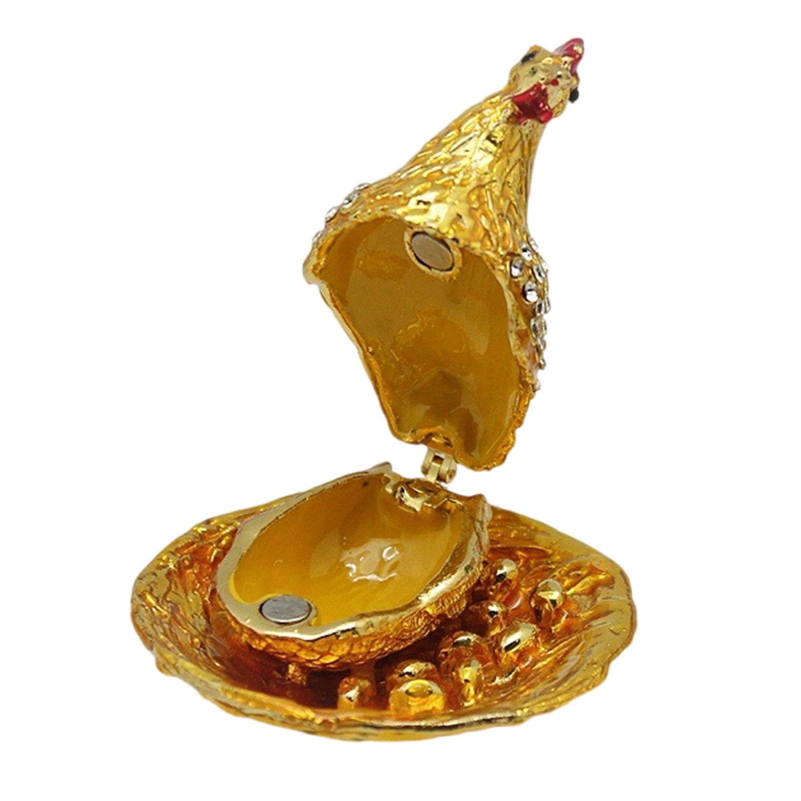 

Традиционные китайские стразы Металлические курицы, несущие яйца, Фигурки Фэншуй Орнамент для украшения рабочего стола дома и офиса золотой