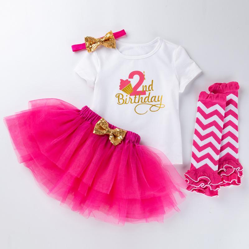Baby Girl's 1st Birthday 4-Piece Outfit: Lettered Tee, Princess Skirt & Socks