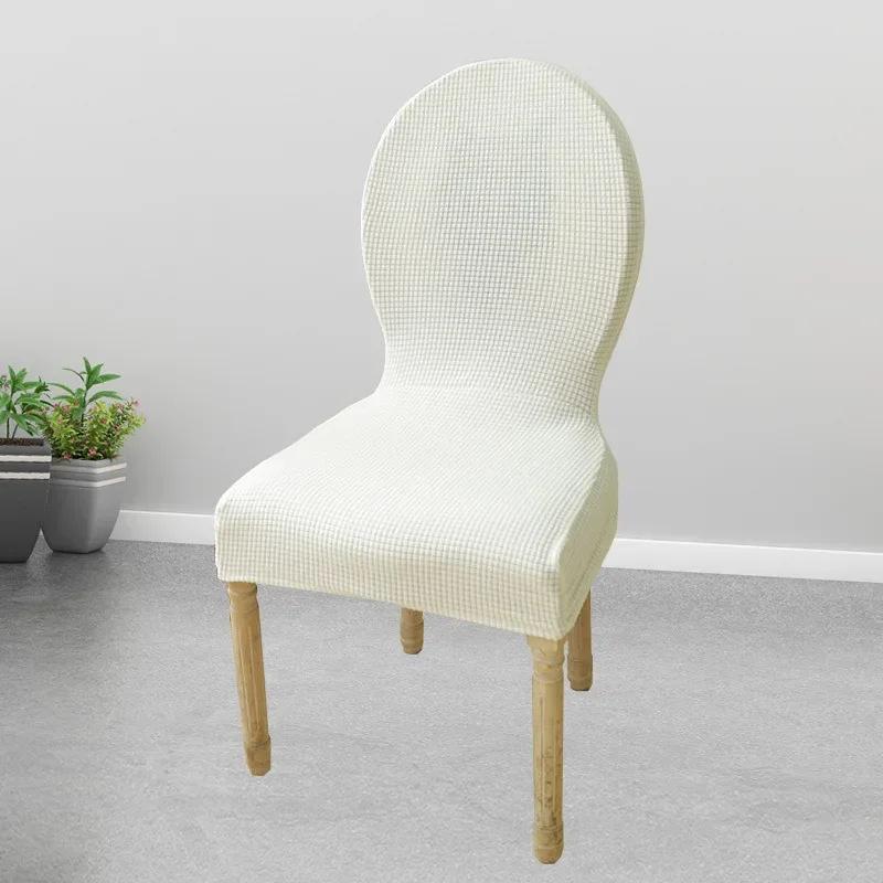 European Round Back Chair Cover Seat Dining Table And Chair Solid Color Simple Sitting Surface Universal Elastic Stool For All Seasons