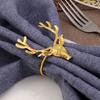 6Pcs Reusable Elk Head Napkin Holder Electroplated Napkin Buckle Christmas Deer Napkin Ring  Wedding