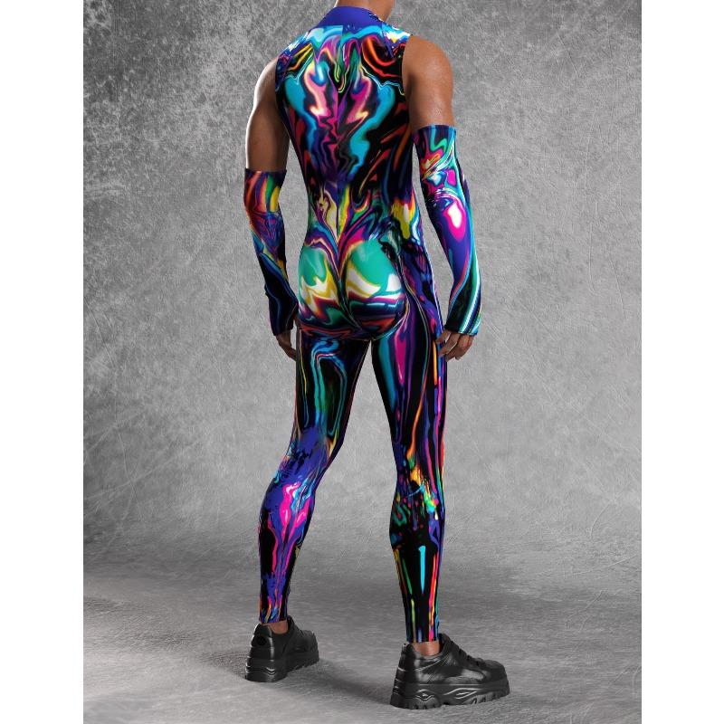 Unisex Cyber Punk 3D Digital Printing Halloween Party Role Play Outfit Women Men Cosplay Costume Carnival Jumpsuit