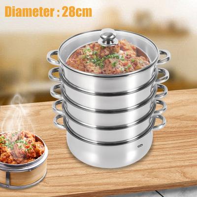 Cuit-vapeur 5 étages en acier inoxydable, ensemble de cuisson, casserole, marmite avec couvercle en verre