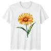 Orange Flower Watercolor Nature Flowers Mens T-Shirt Womens Tee Graphic