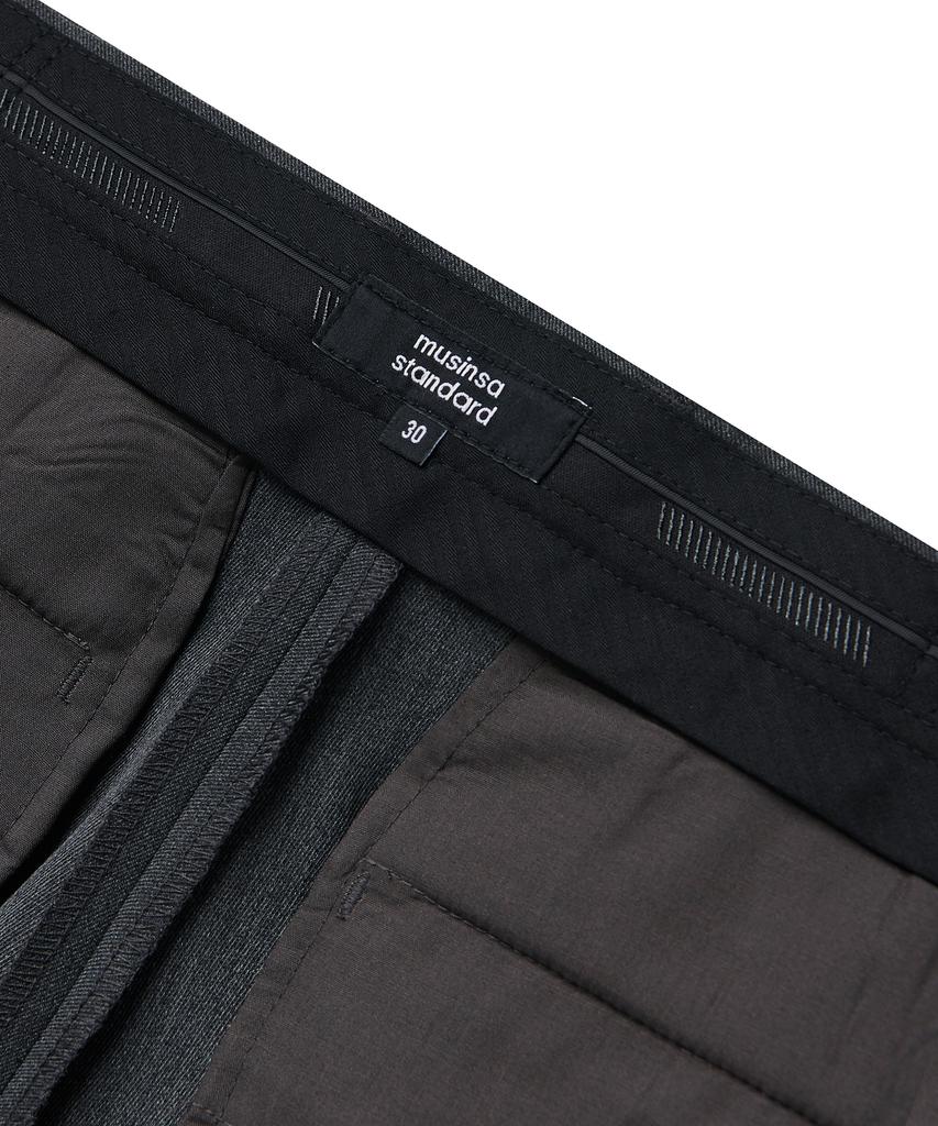 MUSINSA STANDARD Wool Blend Wide Hidden Banding Slacks [Medium Gray]