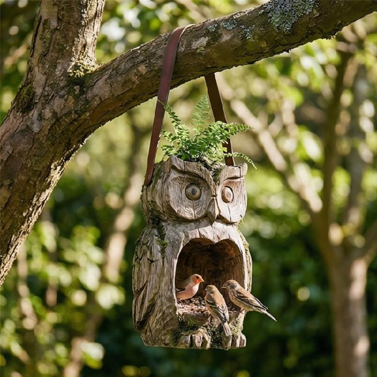 Resin Hanging Bird Feeder Outdoor Bird Feeder Hanging Nut Feeding Multiple Hole Dispenser Holder Food Container