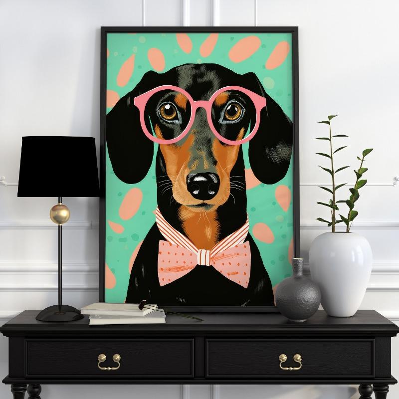 Funny Animal Portrait Wall Art Abstract Prints Dog Fox Duck Alpaca Ostrich Wearing Suit Canvas Painting Home Living Room Decor