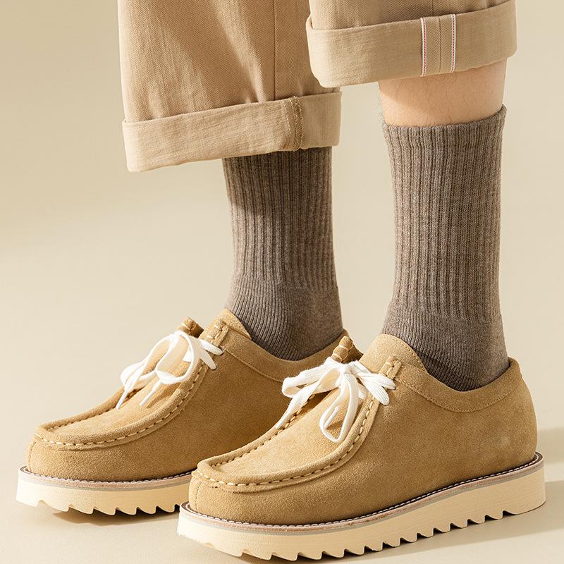 Męskie Zimowe Frotte Skarpetki Długie - Pogrubione Plus Aksamitne, Styl Mid-Tube, Idealne na Jesień i Zimę.