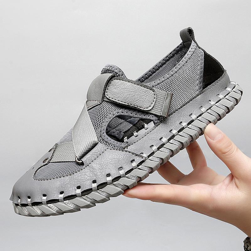 

Відомі літні сандалі чоловічі шкіряні сумки на голову, дихаючі пляжні туфлі, спортивне та спортивне взуття для відпочинку 46 (sneaker size) сірий колір