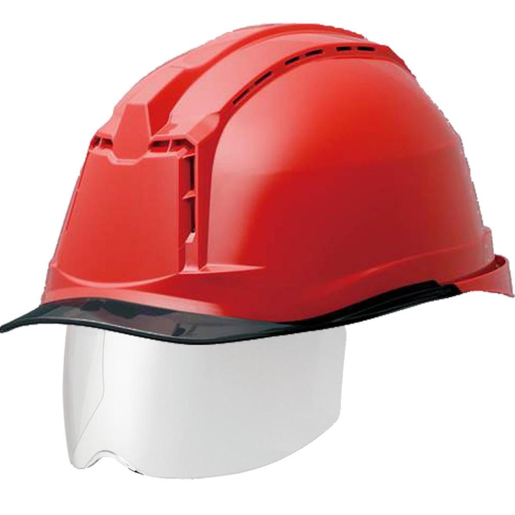 PC de Trabalho Ventilado Chuva SC19PCLVS RA3 com Capacete KP [Midori Anzen], Viseira, Protetor, ( Forro), Vermelho/Fumaça
