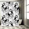 Animal Print Shower Curtain Waterproof Fabric Dog Pattern Black White Bathroom Decor Customizable Size