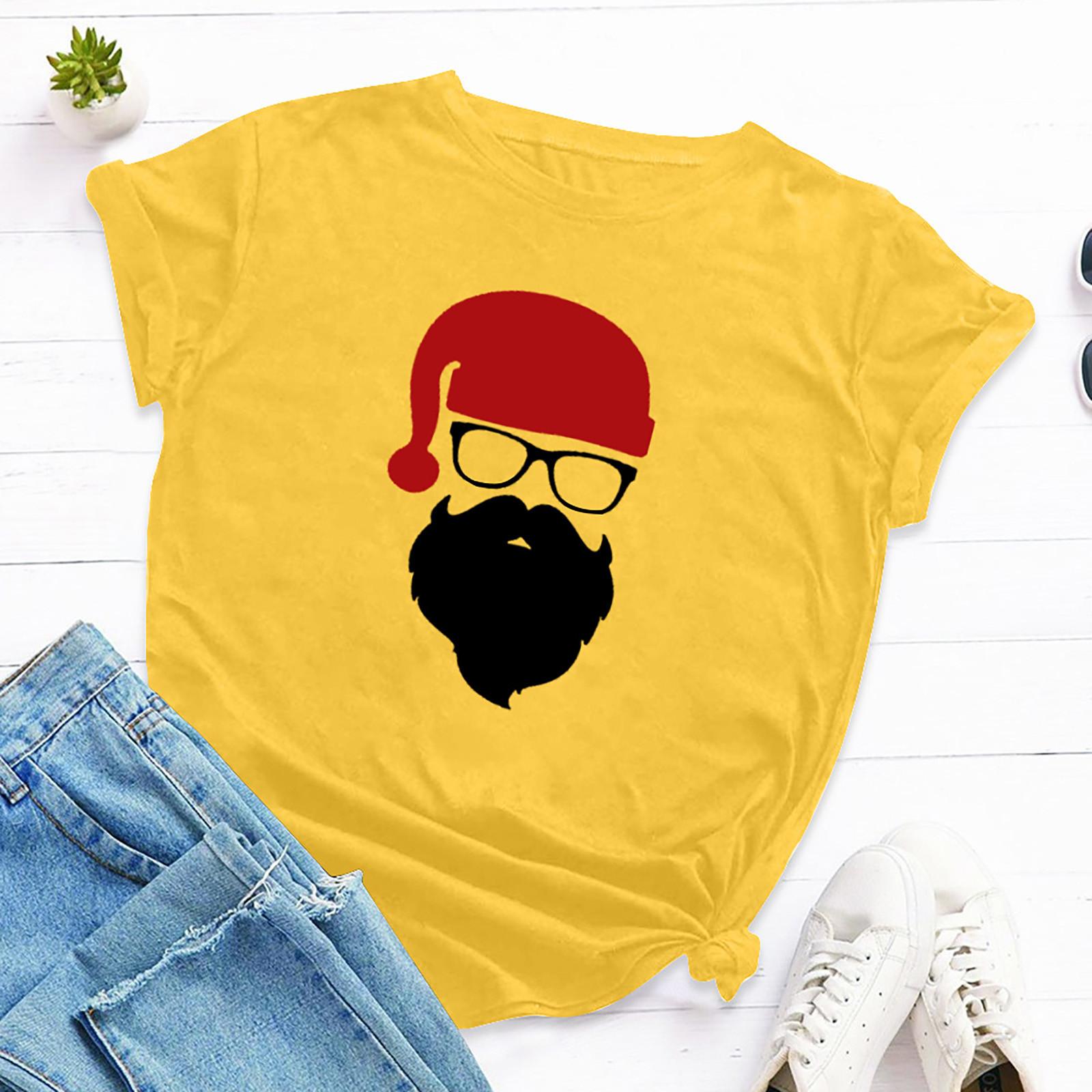 

Рождественские мужские и женские забавные однотонные футболки с буквенным принтом, семейные футболки XS жёлтый