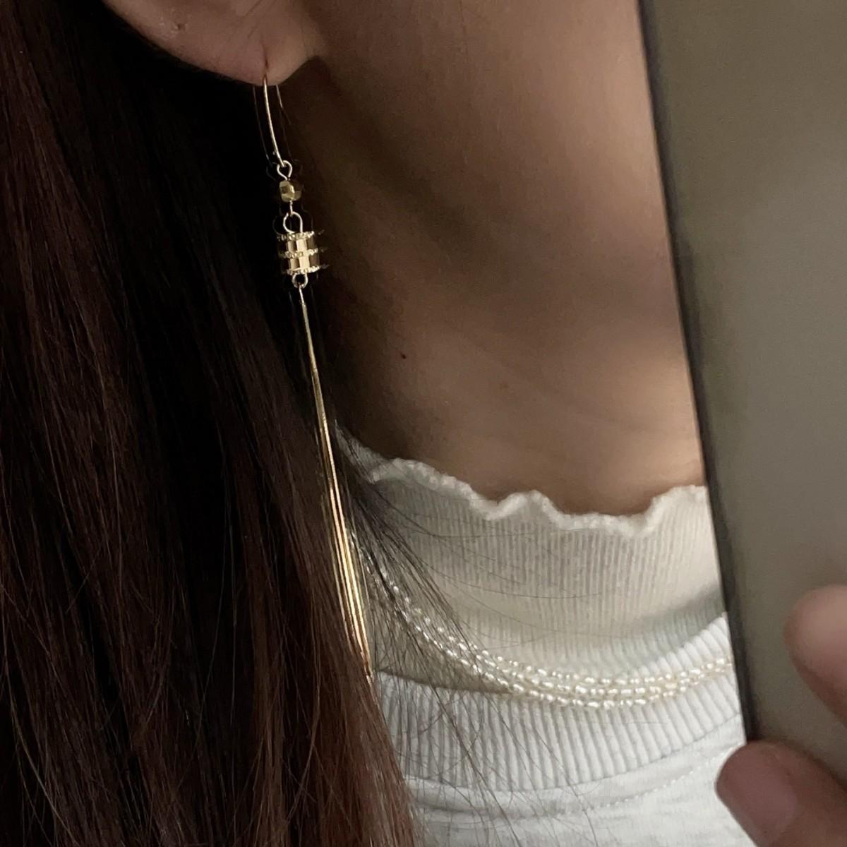 

925 Sterling Silver Slim Tassel Earrings - Korean Fashion High-End Jewelry срібний