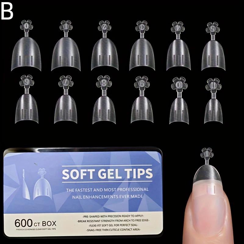 

[ZYAS]600Pcs Short Oval T-shaped Nail Patches, Half-Coverage Fakes Nails, Gel Nail Patches, DIY Push-Type Nail Extension