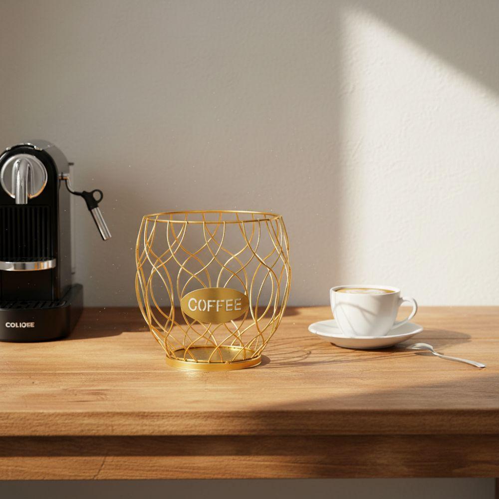 New Iron Coffee Pod Holder Hollowed-out Large Capacity Coffee Capsule Holder Creative Coffee Creamer Container Home Decor
