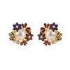Three-dimensional Fashion Enamel Glaze Powder Purple Flower Bow Bell Spring and Summer Stud Earrings Long Fringed Silver Needle Earrings