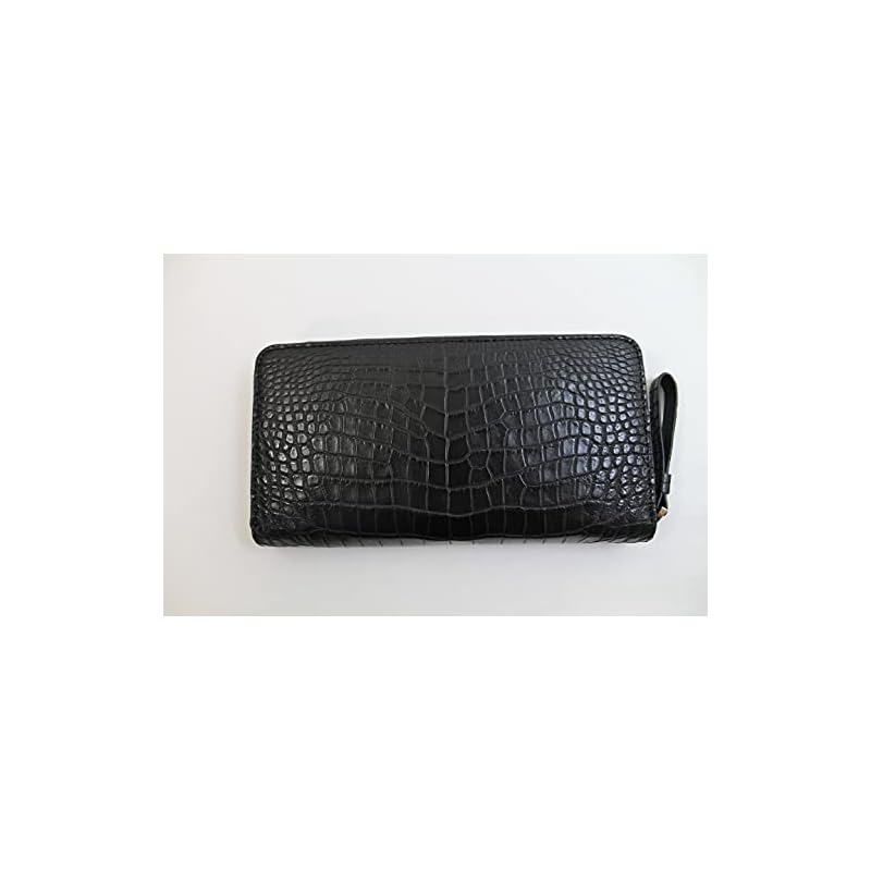 [High-class kimono store] crocodile long wallet men's ladies genuine one piece of leather centering Crocodile inside too Unrivaled black matte finish