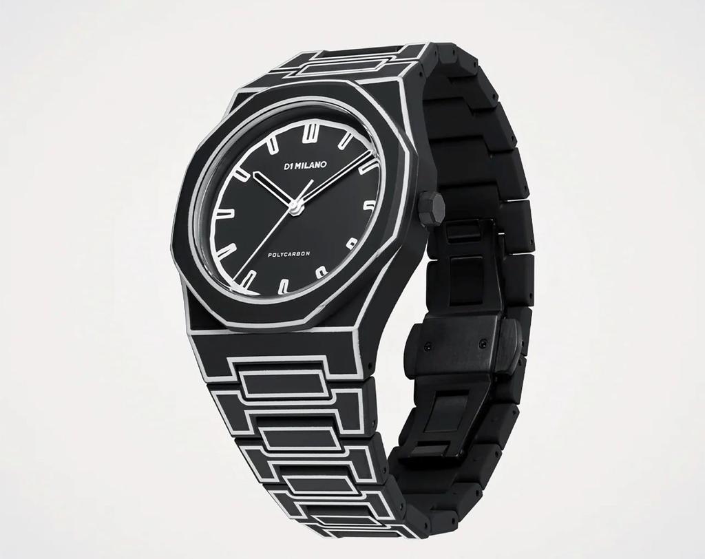 D1 Milano Men's PCBJ33 Polycarbonate Watch Black Sketch 40.5mm