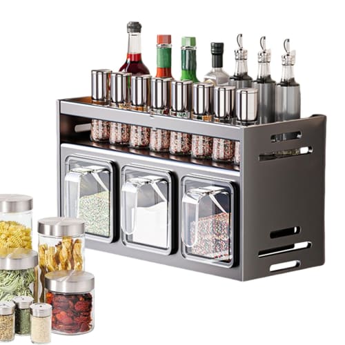 

Condiment Shelf, Condiment Rack Organizer, Wall-Mounted Condiment Shelf Holder | Multifunctional Bathroom Shelf Condiment Storage, Large Capacity Cond