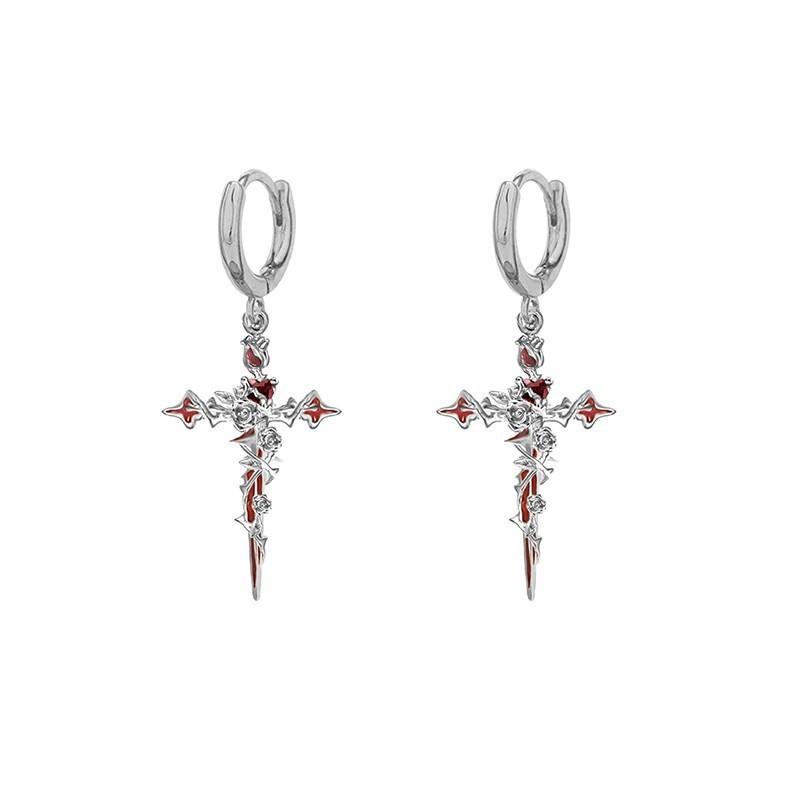 Heißverkaufte neue Produkte Dornen-Serie Kreuz-Ohrringe, süße und coole High-End-Ohrringe, Nischen-Dunkelheit neue Ohrstecker