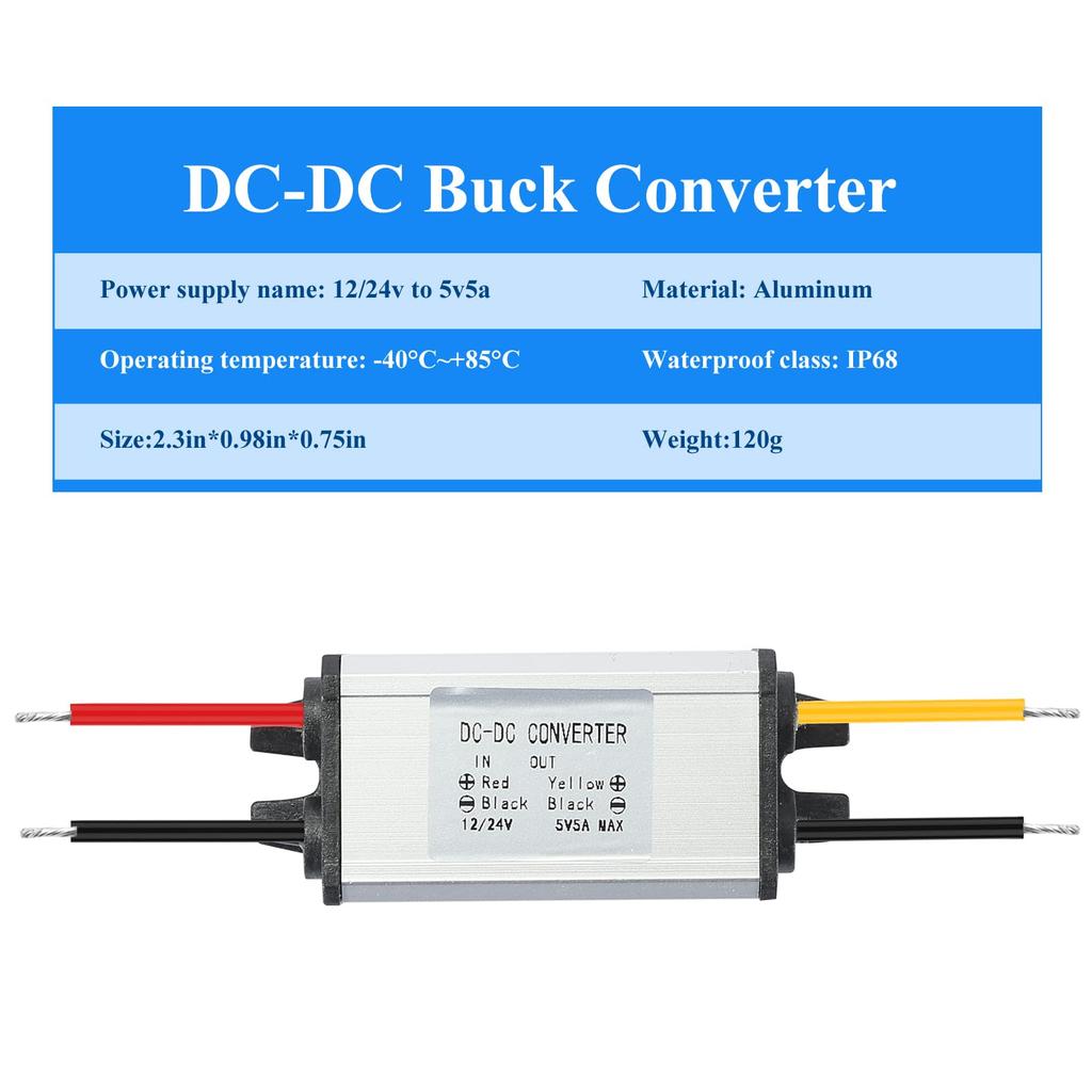 YABOANG 8-32V To 5V Converter, Step-Down, DCDc Converter, Voltage Converter with Fuse 5V5A 25W