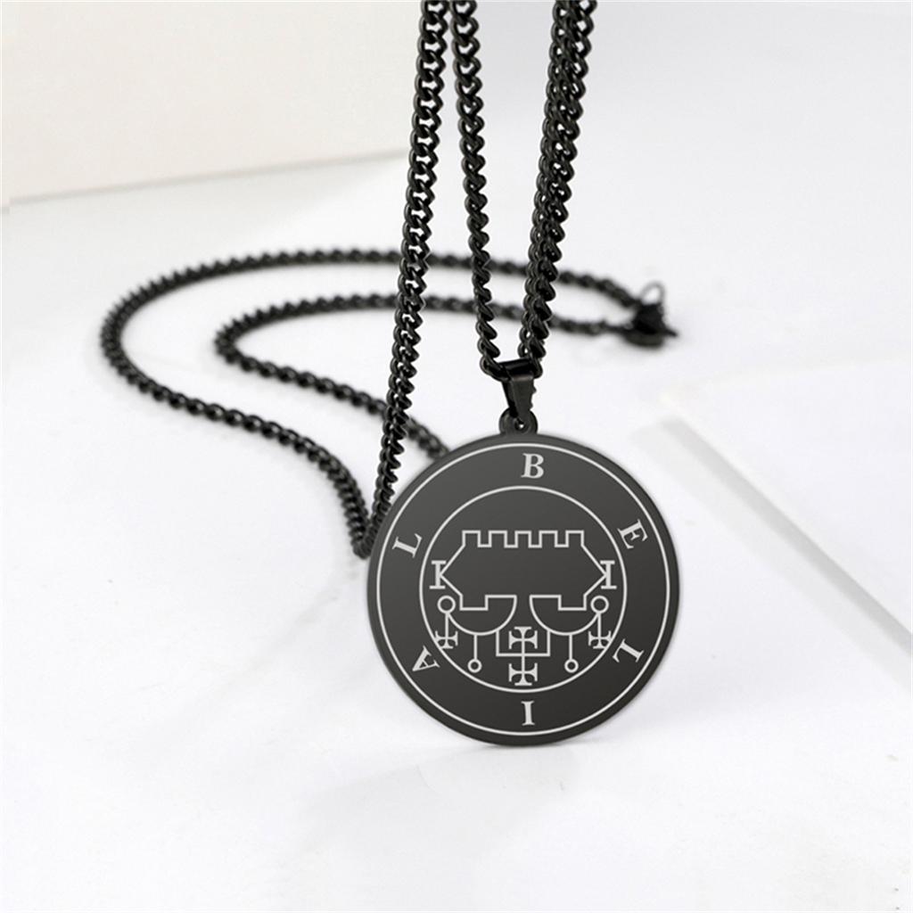 King Belial Sigil Demon Seal Necklace Stainless Steel Key of Solomon Pendant Necklaces Amulet Jewelry Gifts Wholesale