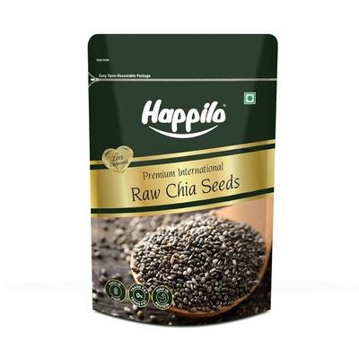 Happilo Çiğ Chia Tohumları Kavrulmamış, Omega 3 ve Lif İçeren Kilo Kontrolü Yönetimi İçin - 250 Gram | Yaz Aylarında Yenebilecek Tohumlar