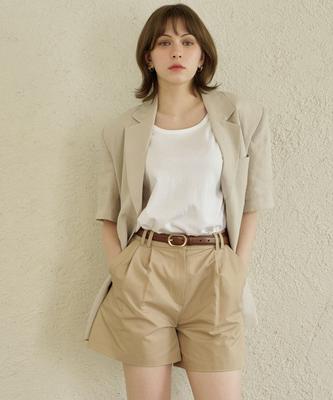 ARMOIRESECRET Beige Pintuck Cotton Shorts
