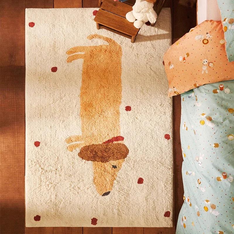 Simple Cute Living Room Bedroom Carpet Bedside Blanket Children's Room Furry Mat Drop-Resistant Game Crawling Entrance Door Mat