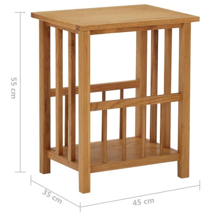 VidaXL Table à revues 45x35x55 cm Bois de chêne solide